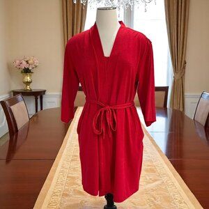 INC Red Sparkle Robe Nightgown Set XS Metallic Holiday Intimates Lounge Sleep
